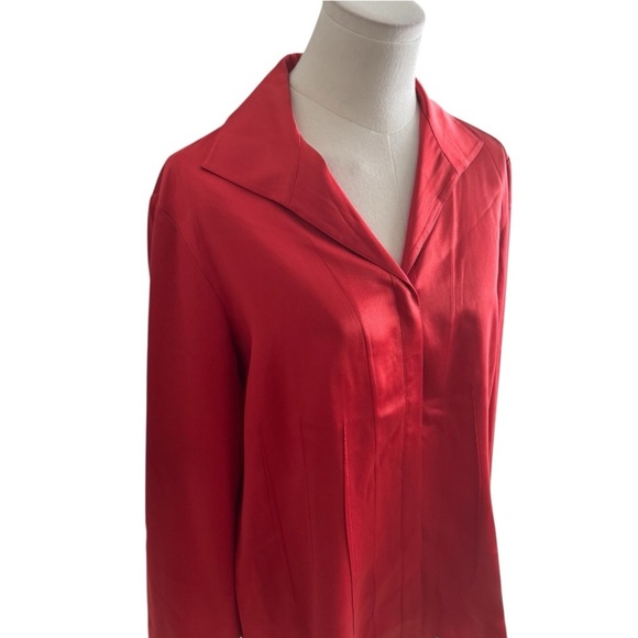 Lafayette 148 New York 100% Silk Charmeuse Top Button Down Work Blouse Size 12 - Picture 4 of 9